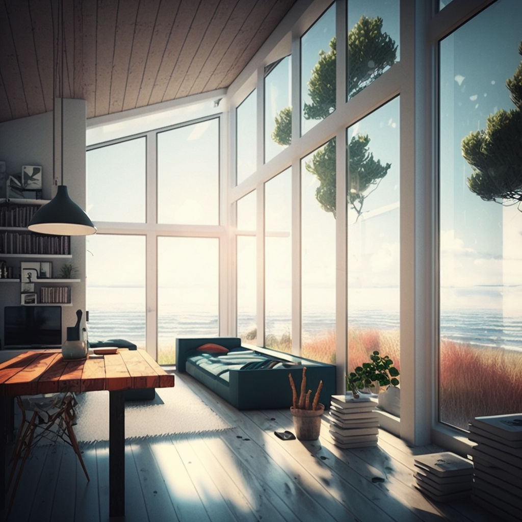 Modern home with large aluminium windows